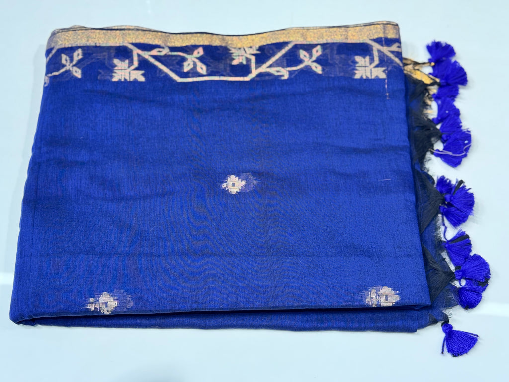 Mul Cotton Saree with Golden Zari