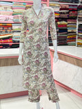 Premium Botanical Print Linen-Cotton Co-ord Set