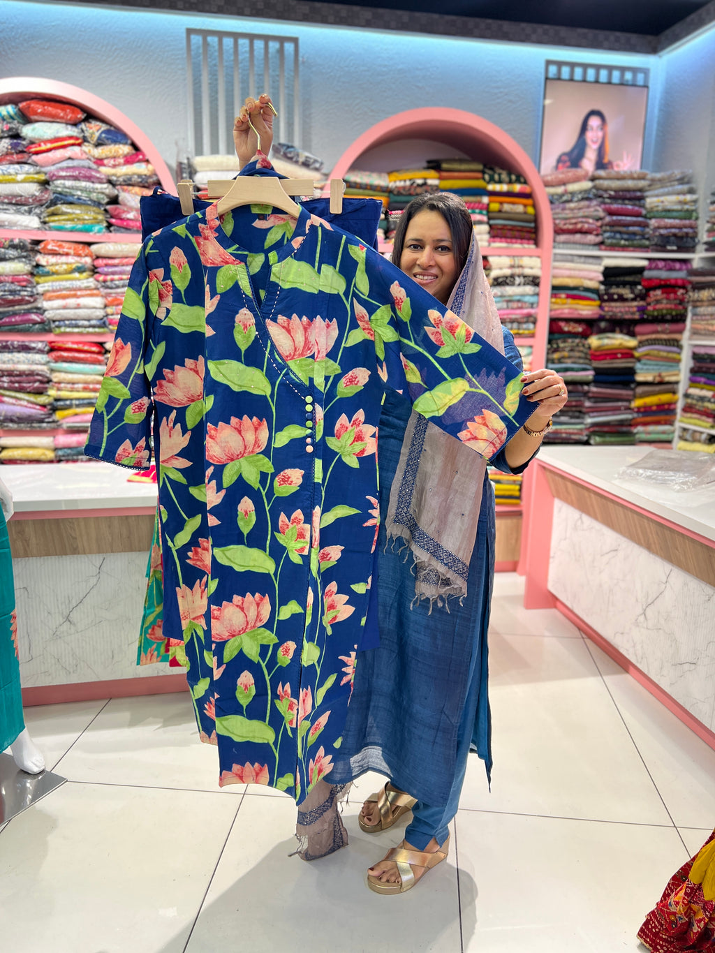 Floral Cotton Churidhar Set