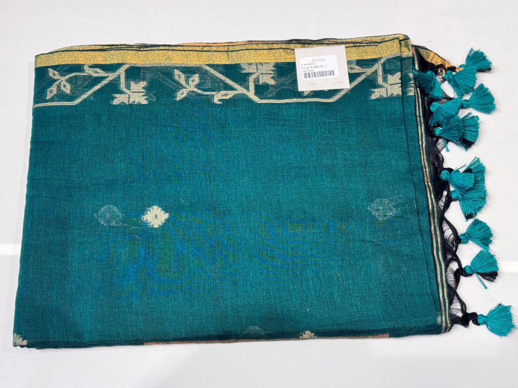 Mul Cotton Saree with Golden Zari