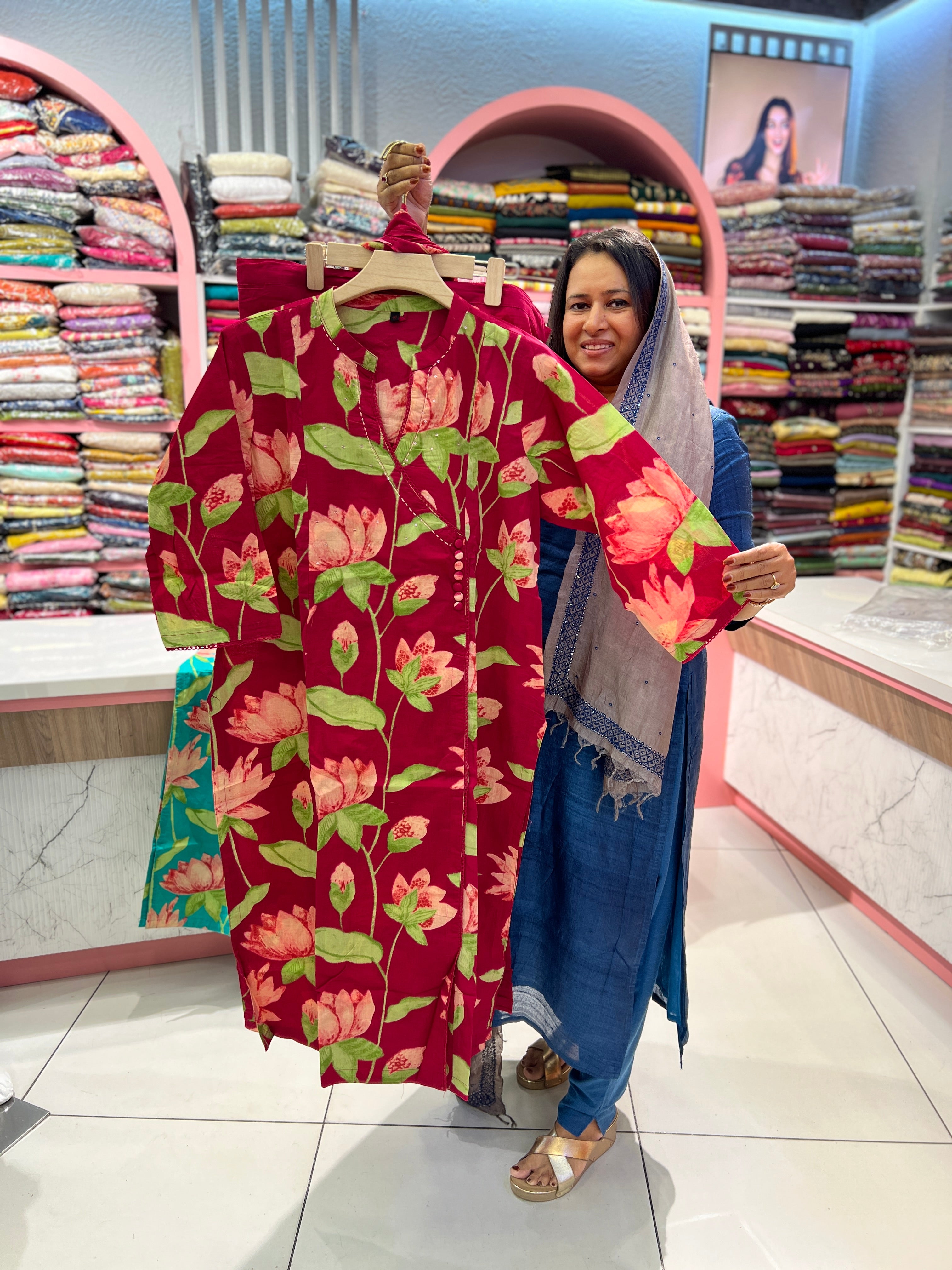 Floral Cotton Churidhar Set
